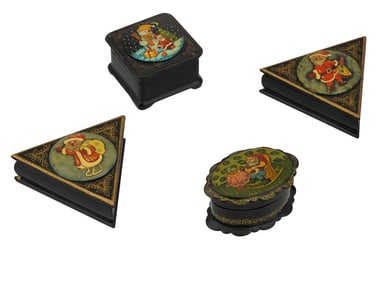 VINTAGE RUSSIAN FEDOSKINO LACQUER TRINKET BOXES