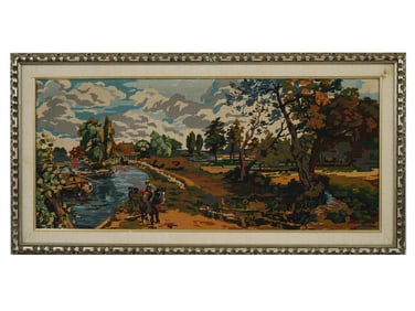 FRENCH MANNER LANDSCAPE HAND EMBROIDERED TAPESTRY