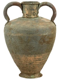 ANCIENT OTTOMAN EMPIRE SILVERED BRONZE AMPHORA JAR