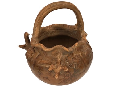 ANCIENT BYZANTINE HAND PAINTED TERRACOTTA BASKET