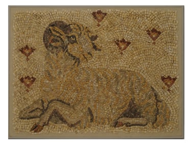 ANCIENT ROMAN RECTANGULAR MOSAIC RAM PIECE