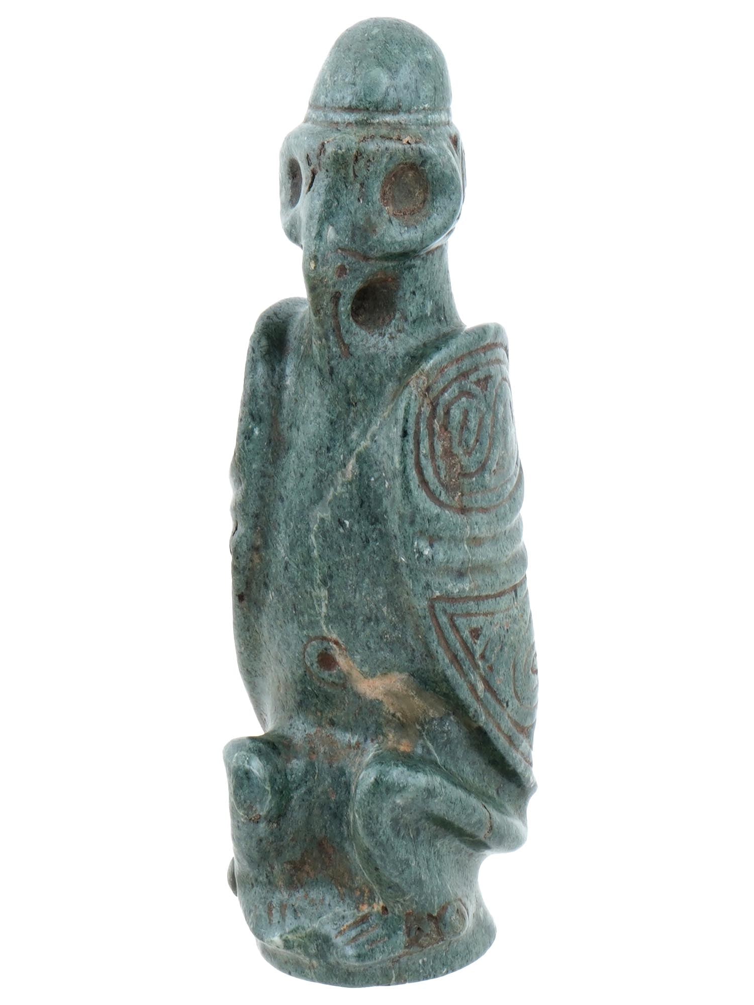 ANCIENT TAINO CARVED GREENSTONE BIRDMAN FIGURE (1 of 7)