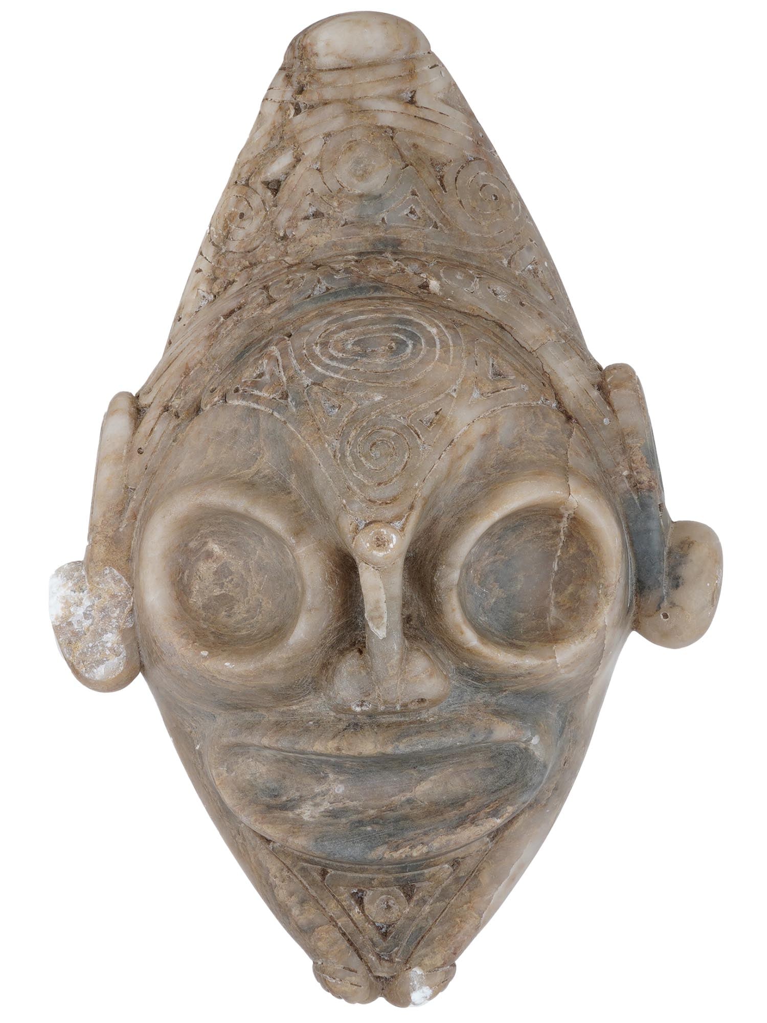 LARGE ANCIENT PRE COLUMBIAN TAINO MARBLE STONE HEAD (1 of 6)