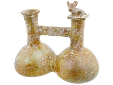 PRE COLUMBIAN CHIMU PERU POTTERY WHISTLING VESSEL