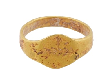 ANCIENT ROMAN GOLD RING W ENGRAVED IMAGE 100 TO 300 AD