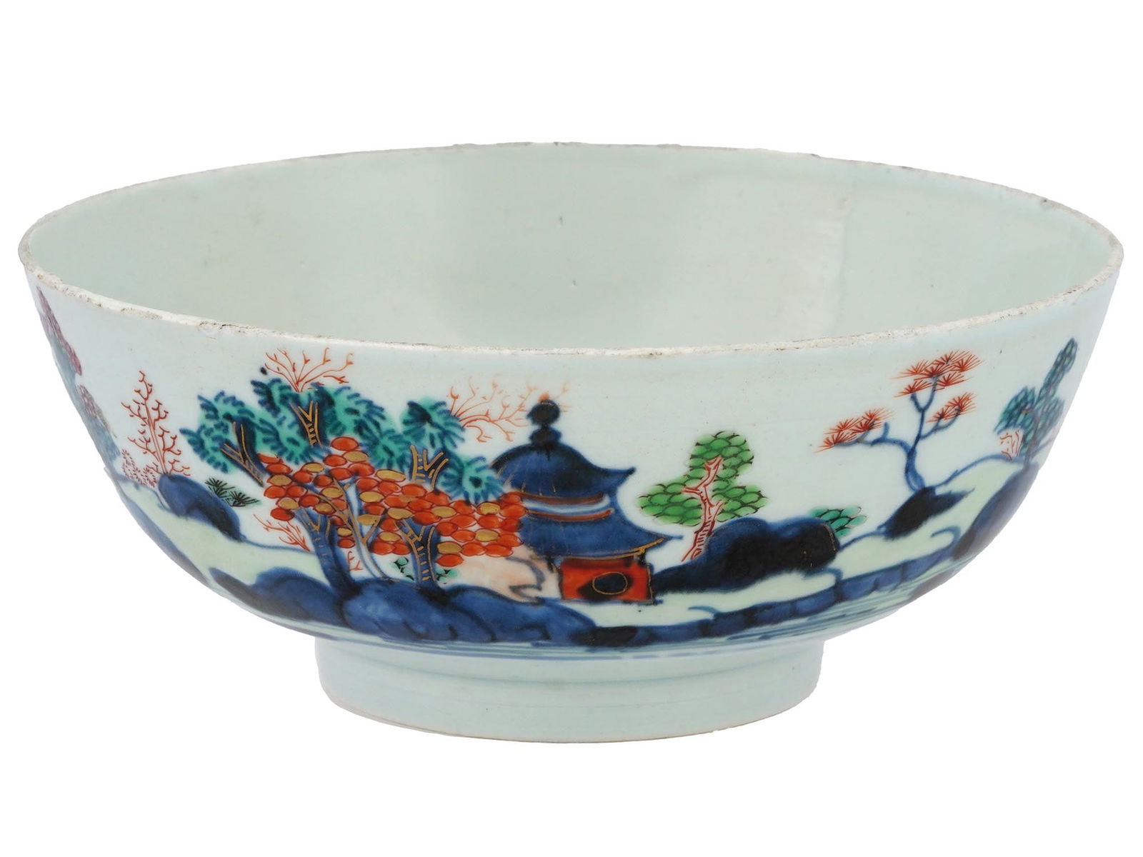 ANTIQUE CHINESE QING CERAMIC BOWL WITH LANDSCAPE SCENE (1 of 6)