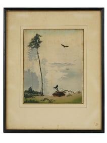 AUSTRIAN WOODBLOCK PRINT BY LEO FRANK SIGNED