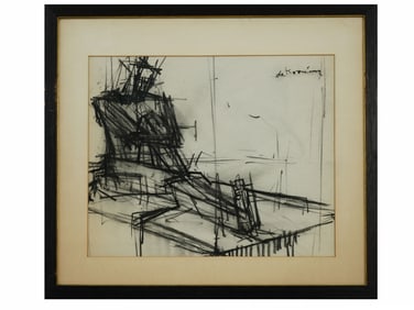 ABSTRACT AMERICAN DRAWING SIGNED WILLEM DE KOONING