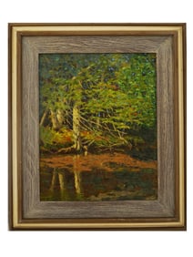 ANTIQUE AMERICAN OIL PAINTING BY WILLIAM J BIXBEE