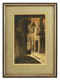 ATTR TO JOAN ESPATLLER SPANISH MIXED MEDIA PAINTING