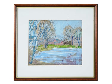 ATTR TO WILLIAM MACLEAN AMERICAN GOUACHE PAINTING