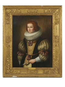 ATTR TO PAULUS MOREELSE DUTCH PORTRAIT OIL PAINTING