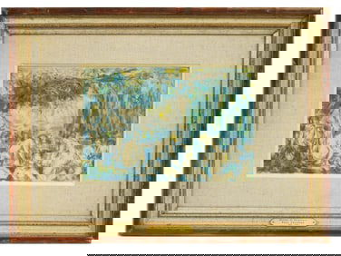 ATTR TO PAUL CEZANNE FRENCH WATERCOLOR PAINTING