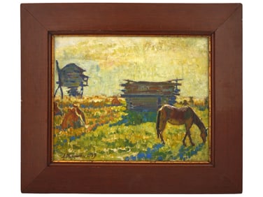 RUSSIAN LEONARD TURZHANSKY DOUBLE SIDED OIL PAINTING