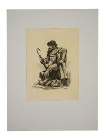 JUDAICA RUSSIAN MIXED MEDIA PAINTING SIGNED A KON