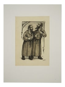 JUDAICA RUSSIAN MIXED MEDIA PAINTING SIGNED A KON