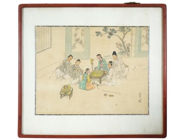 KOREAN PAINTING ON SILK AFTER KIM YANG GI TUJEON GAME