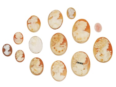 ANTIQUE CAMEOS FEMALE PORTRAITS OF VARIOUS SIZES