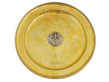 ANTIQUE RUSSIAN 84 GILT SILVER TRAY BY IVAN GUBKIN
