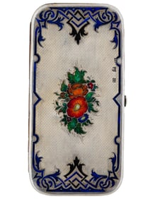 RUSSIAN 88 SILVER AND ENAMEL WOMANS CIGARETTE CASE