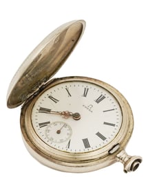 ANTIQUE SILVER OMEGA GRAND PRIX PARIS 1900 POCKET WATCH