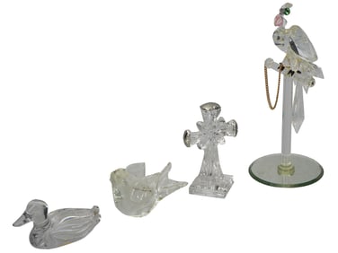 GROUP OF FOUR VINTAGE CRYSTAL FIGURINES