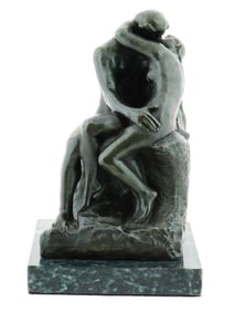 FRENCH BRONZE SCULPTURE AFTER AUGUSTE RODIN THE KISS