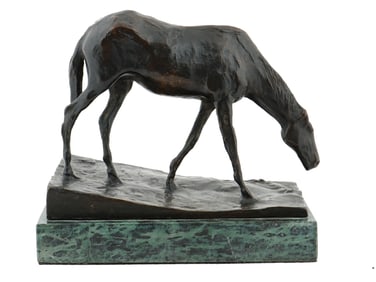 FRENCH BRONZE SCULPTURE AFTER EDGAR DEGAS HORSE SIGNED