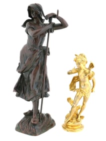 AUSTRIAN BRONZE BY HANS SCHORK AND CHERUB SCULPTURES