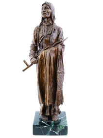 BRONZE SCULPTURE OF NATIVE AMERICAN BY CARL KAUBA