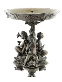 ANTIQUE 19TH C FRENCH PATINATED BRONZE CENTERPIECE