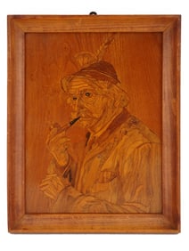 GERMAN MARQUETRY WOOD ART PIECE BY ELANGEN BUCHER