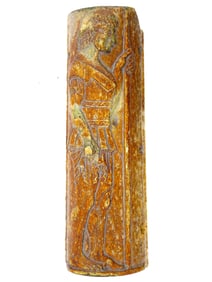 ANTIQUE HAND CARVED WARRIOR RELIEF WALL PANEL