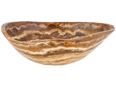 CONICAL SHAPED HAND CARVED BROWN ONYX STONE BOWL