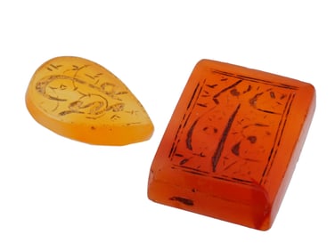 ISLAMIC HAND CARVED AGATE STONE STAMPS WITH ARABIC