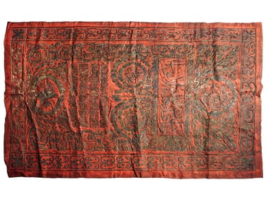 ANTIQUE ISLAMIC METAL THREAD EMBROIDERED VELVET PANEL