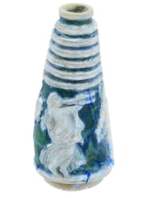 ANCIENT WHITE BLUE MINIATURE VASE WITH DANCERS