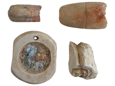 GROUP OF ANCIENT ROMAN STONE PIECES 100 TO 300 AD