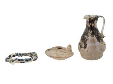 ANCIENT ROMAN GLASS AND TERRACOTTA ARTIFACTS