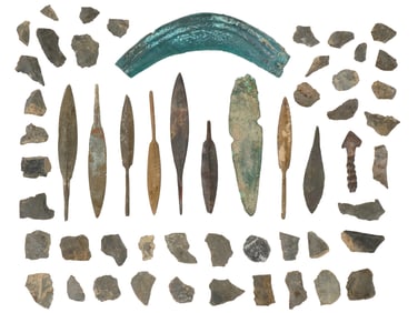 ANCIENT NEOLITHIC TO ROMAN STONES W BRONZE ARROWHEADS