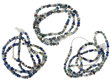 ANCIENT ROMAN GLASS AND STONE BEAD NECKLACES