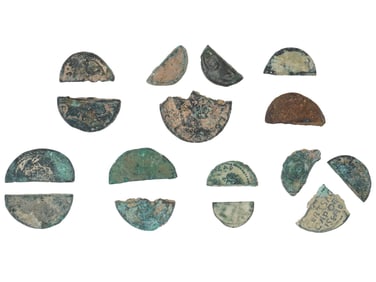 RARE ANCIENT ROMAN BRONZE CUT COINS CA 100 TO 300 AD