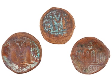 ANCIENT BYZANTINE BRONZE COINS 400 TO 700 AD