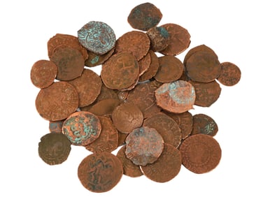 COLLECTION OF ANCIENT CRUSADER BRONZE COINS 1000 AD