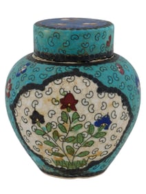 JAPANESE TOTAI COVERED CLOISONNE ENAMEL PORCELAIN JAR