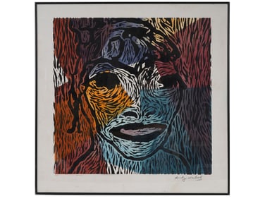 ATTR TO ANDY WARHOL AMERICAN PORTRAIT LINOCUT