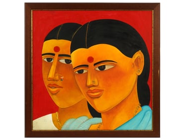 LAXMAN AELAY INDIAN FEMALE PORTRAIT OIL PAINTING