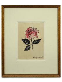 AMERICAN PAINTING SIGNED ANDY WARHOL PINK ROSE
