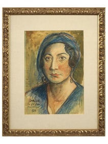 FEMALE PORTRAIT PAINTING SIGNED DAVID BURLIUK ZINA