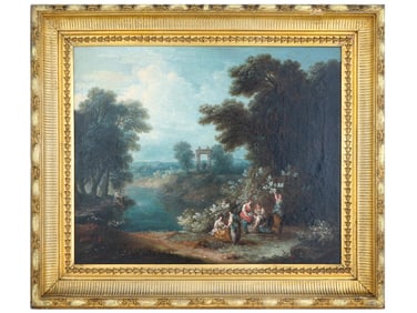 ANTIQUE ITALIAN SCHOOL VENETIAN LANDSCAPE OIL PAINTING